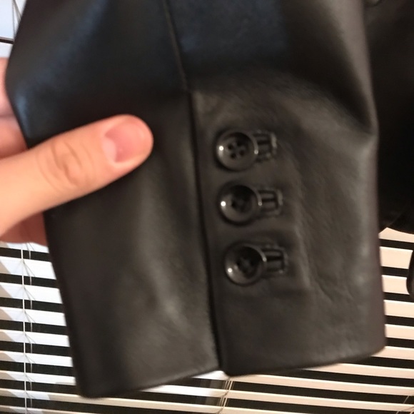 Unisex Black Leather Blazer Jacket - Picture 4 of 9